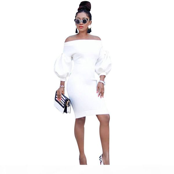 

designer slash neck puff long sleeve dresses women asymmetrical dresses female spring autumn bodycon dresses fashion, Black;gray