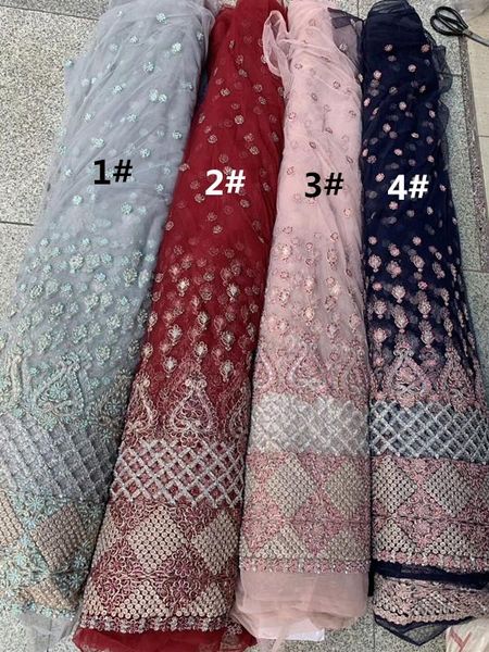 

ribbon luxury handmade african lace fabric 2021 with beads french, Pink;blue