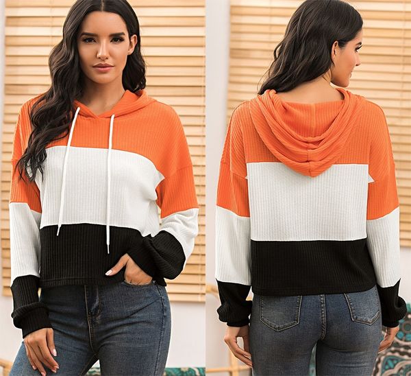 

women fashion autumn hoodie sweatshirt fashion striped hooded sweatshirt female long sleeve hoodies for female, Black