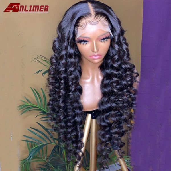 

lace wigs 180% density loose deep wave wig 13x4 frontal human hair 5x5'' silk base closure transparent, Black;brown