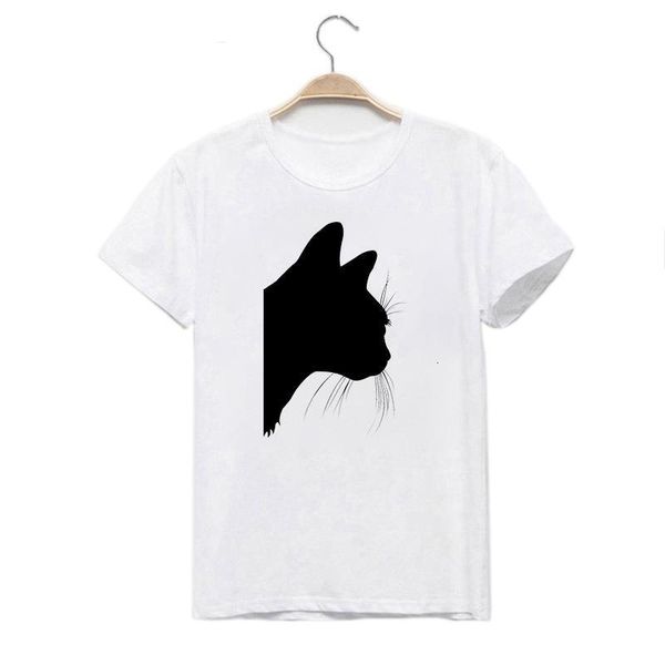 

lus los summer black cat t shirt women lovely cartoon tshirt good quality original fashion shirts casual, White