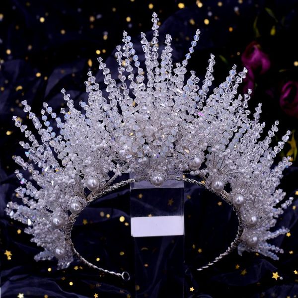 Головные наушники Handmade Boddess Crown Spiked Halo Fairbands Свадебная вечеринка Головной убор Серебряный Головной убор Старинные Тиары Аксессуары