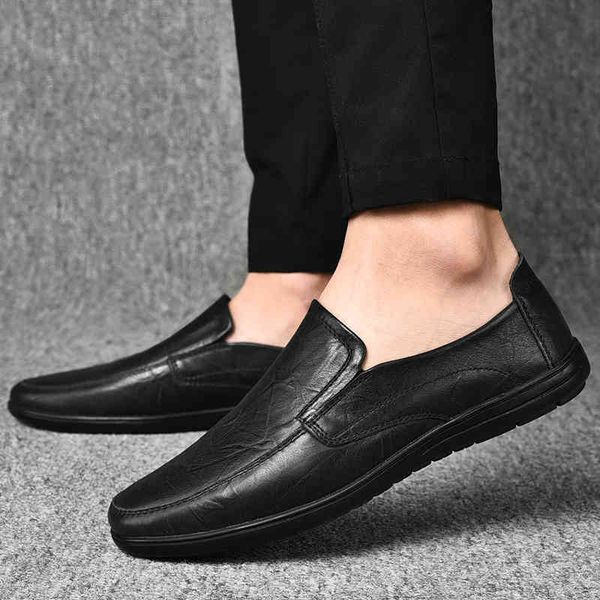 

dress shoes 2021 fashion genuine leather casual comfortable loafers men comfy driving male moccasins slip on footwear yzpv, Black