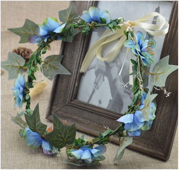 

1pcs artificial roses flowers bridal headdress floral crown handmade children wreath wedding decoration bridesmaid jllalh