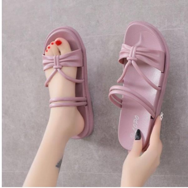 

slippers 2021 women's light solid color simple outdoor flat sandals women holiday beach shoes girl candy tenis feminino, Black