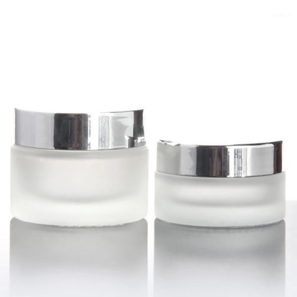 

storage bottles & jars 30g clear frosted cream container,1oz glass cosmetic jar