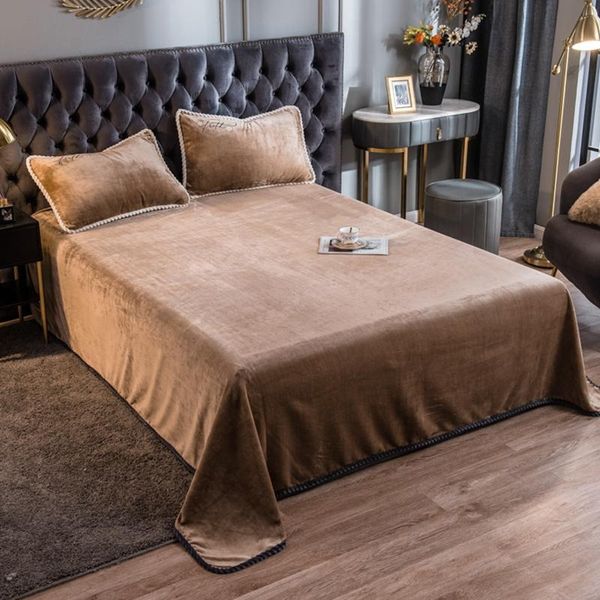 

sheets & sets elastic bed sheet crystal velvet linen cover set mattress solid color 1pcs winter warm soft bedding