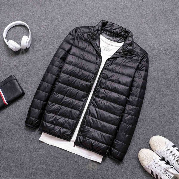 

winter men ultralight thin et white duck down ets sve warm coat parka portable outwear, Black;white