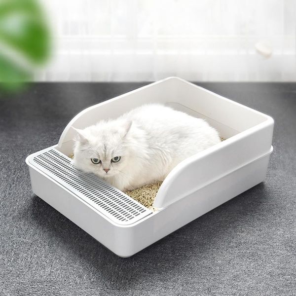 

cat grooming litter box anti-splash semi-enclosed deodorant pet dog toilet bedpan pan sandbox with shovel