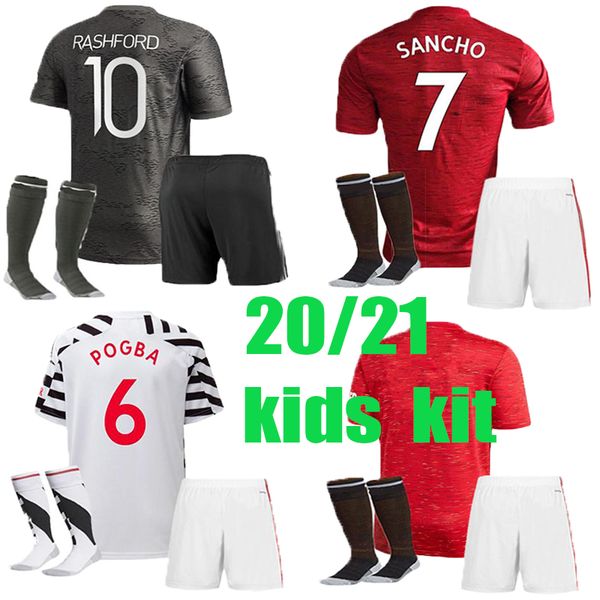 

manchester 20 21 kids kit soccer jerseys united cavani utd van de beek b. fernandes rashford football shirt humanrace, Black