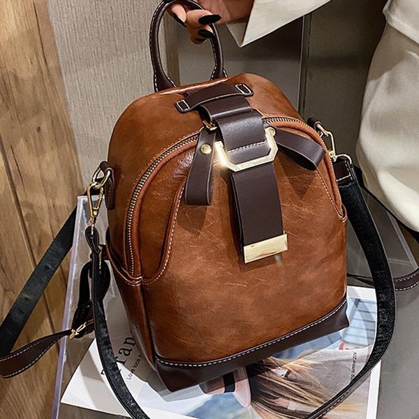 

backpack style 2021 soft leather pu female bag teen girl backpacks large capacity casual fashion lady travel