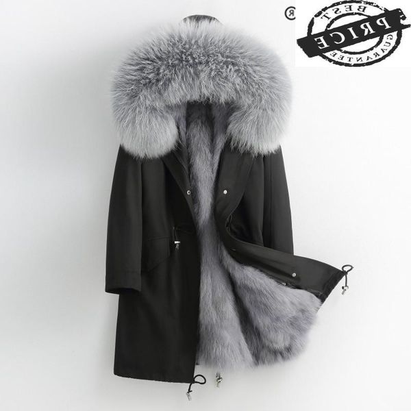 

women's fur & faux coat real female raccoon liner woman parkas 2022 winter clothes women luxury collar warm overcoats 206, Black