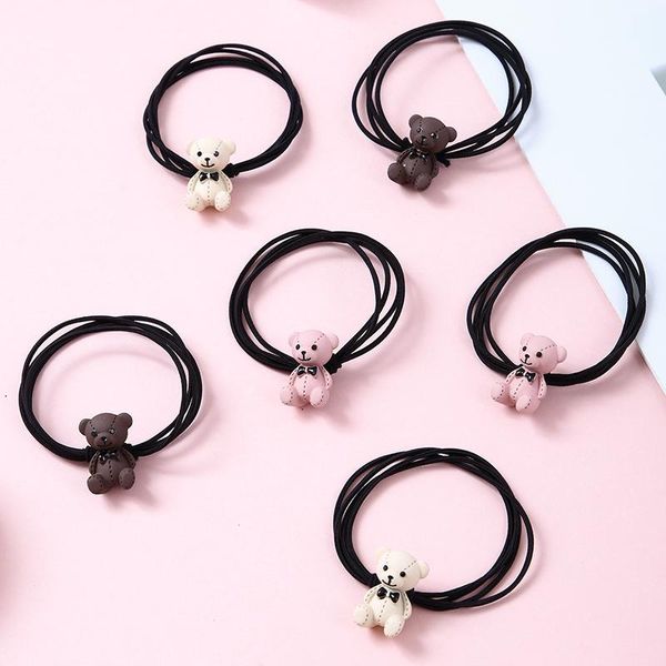 

hair accessories animal matte elastic rubber band girls rope cute cartoon bear headbands kids children, Slivery;white