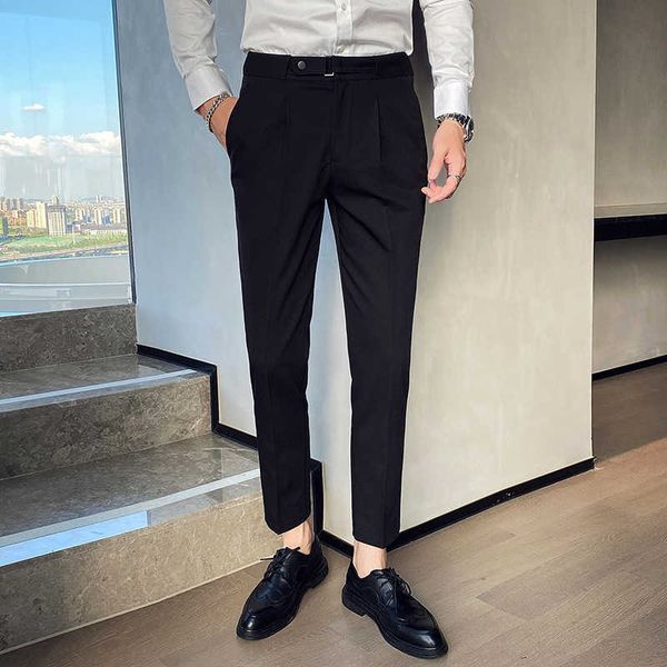 

men dress pants formal business pants for men solid color office social casual slim fit trousers streetwear pantalones hombre 210527, White;black