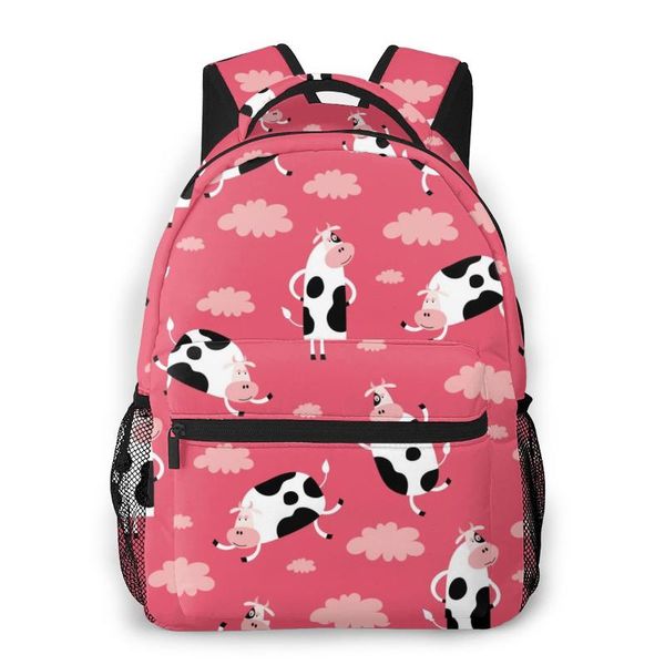 

backpack travel pack funny cartoon cow with clouds sports bag outdoor climbing