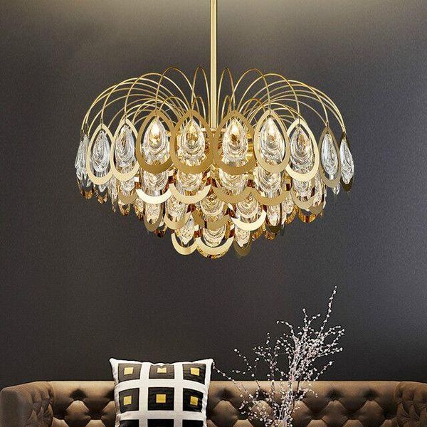 

chandeliers e14 postmodern gold led chandelier light crystal living room luxury hanging lamp lobby restaurant decoration large