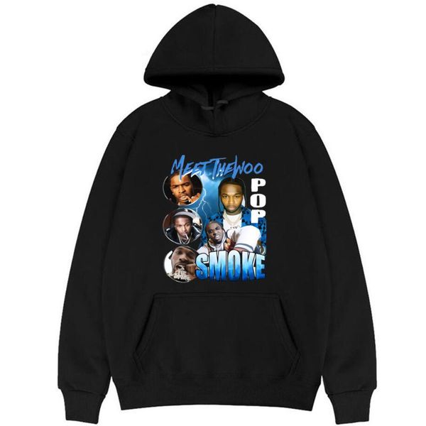

men's hoodies & sweatshirts rip smoke pattern print hoodie man hip hop streetwear men black hooded vintage rapper women oversized s