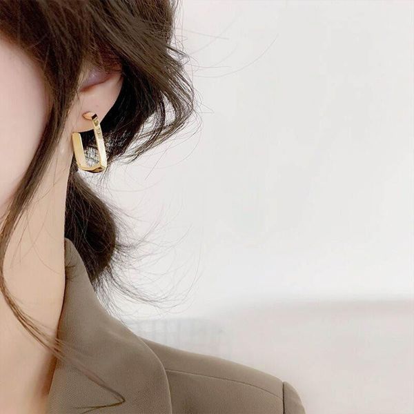 

hoop & huggie 2021 tide restoring ancient ways of fashion simple metal square senior charm temperament earrings, Golden;silver