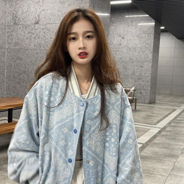 

women's jackets 2021 early autumn cashew flower baseball uniform casual jacket retro high street couple, Black;brown