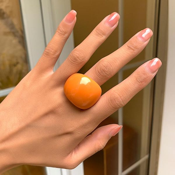 

cluster rings ingemark korea colorful transparent acrylic rhinestone resin ring geometric open for women girls party jewelry 2021, Golden;silver