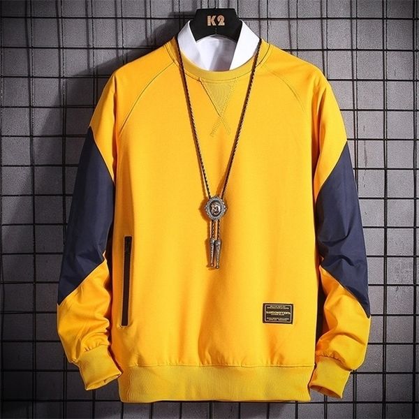 

hoodie men patchwork sweatshirts new casual o-neck hoodies with zipper pocket mens hip hop sweatshirt streetwear 201128, Black