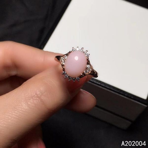 

cluster rings kjjeaxcmy fine jewelry 925 sterling silver inlaid natural pink opal female ring classic support test selling, Golden;silver