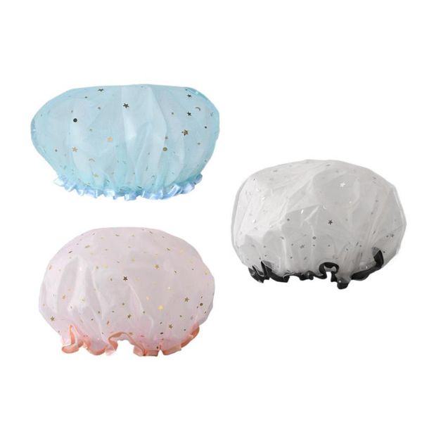 

shower caps 3pcs double-layer waterproof bath cap simple hair