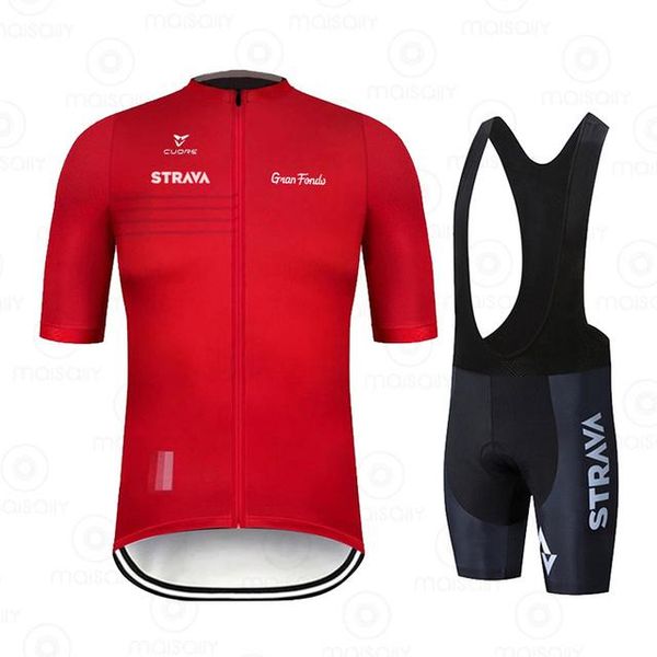 

racing sets strava 2021 pro cycling jersey summer short sleeve set maillot 19d bib shorts bicycle clothes sportwear shirt clothing suit, Black;blue