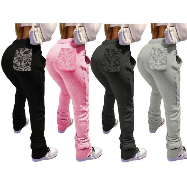 

women's pants & capris cashmere sweatpants sports drawstring pockets pile joggers women stacked leggings bottoms, Black;white
