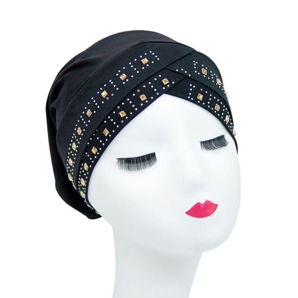 

ethnic clothing 2021 -selling forehead crossover cap, fashion drilling muslim chemotherapy cap hijab underscarf caps, Red