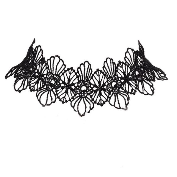 

pendant necklaces 2pcs vintage lace choker collar necklace with bangle bracelet set, Silver