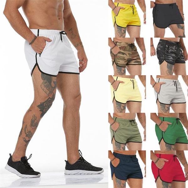 

men's shorts 2021 summer beach man gyms workout male breathable quick dry sports zip pocket jogger men sport pants, White;black