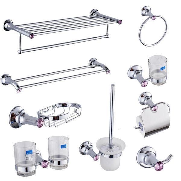 

2021 new europe polished chromium hardware diamond violet sier bronze accessories bathroom set bar towel/bathroom shees byff