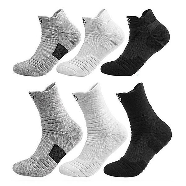 

men's socks 3pairs/lot sports running outdoor breathable terry bottom thick basketball stockings men, Black