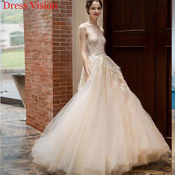 

2021 o-neck lace wedding marie vestido noiva party gowns a-line robe de mariage dtg8, White