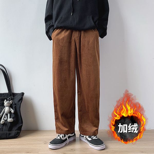 

2021 new winter male fashion stuffed oversized straight haren corduroy pants woven fabric size m-5xl qcpt, Black