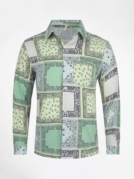 

cloudstyle men floral & paisley print colorblock shirt x1as#, White;black