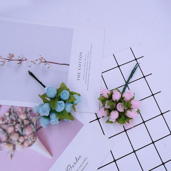 

144pcs/bag mini silk roses diy wreath gifts artificial flowers for christmas decoration home wedding bridal fake flowers qylxdi