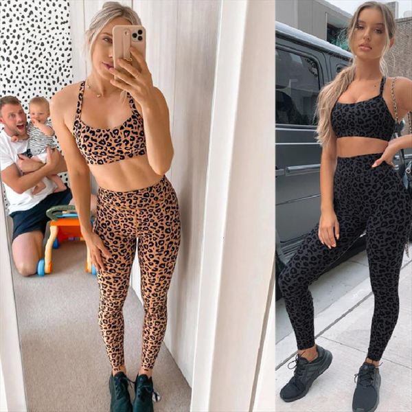 

2pcs sports set womens pants leopard print gym sportswear seamless fitness high waist leggings tracksuit, White