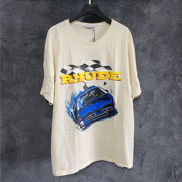 

2021 new rhude t-shirt men women world racing tee city race station rh qw86, White