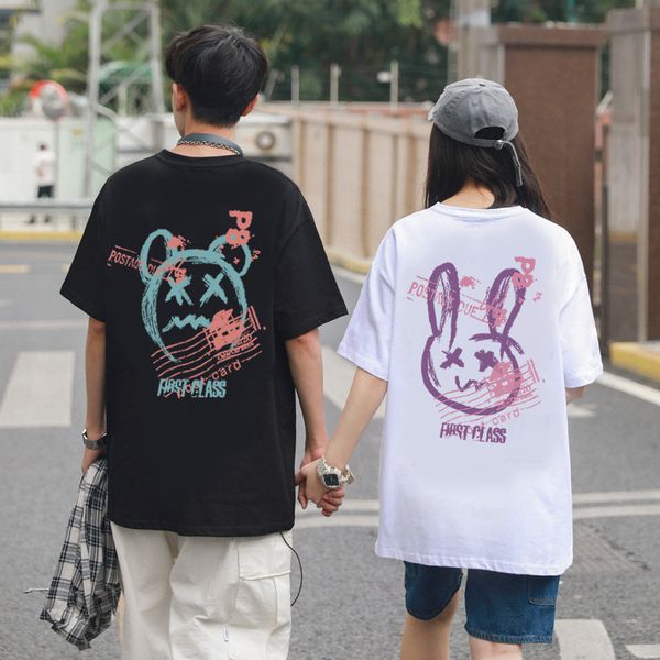 

summer short-sleeved couple t-shirts online supply for sale, White;black
