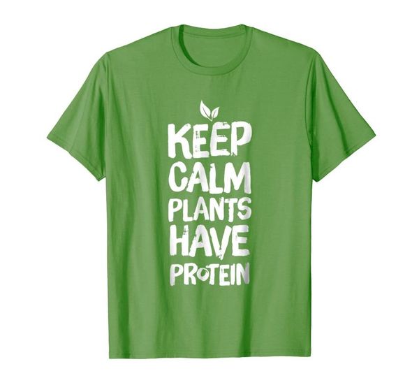 

men's t-shirts keep calm plants have protein - vegan t-shirt, White;black