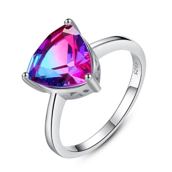 

cluster rings sanyu rainbow gemstone finger ring mystic purple fire z 925 sterling silver women wedding fine jewelry bague, Golden;silver