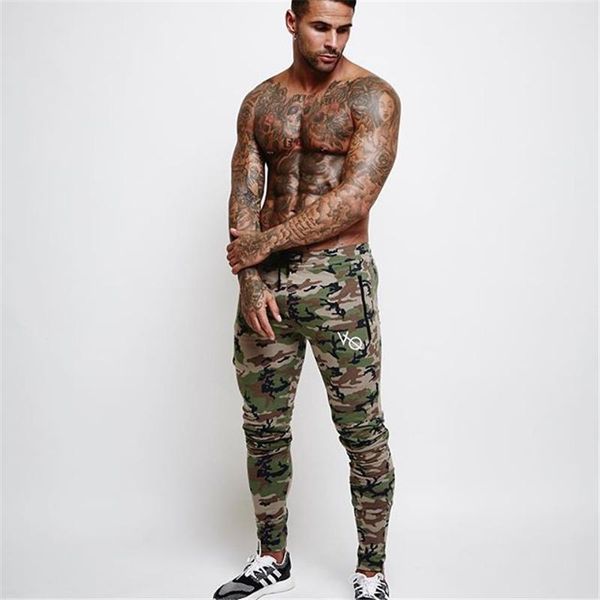 

men's pants 2021 army camouflage casual skinny botton sweatpants gyms high street trousers men joggers slimming, Black