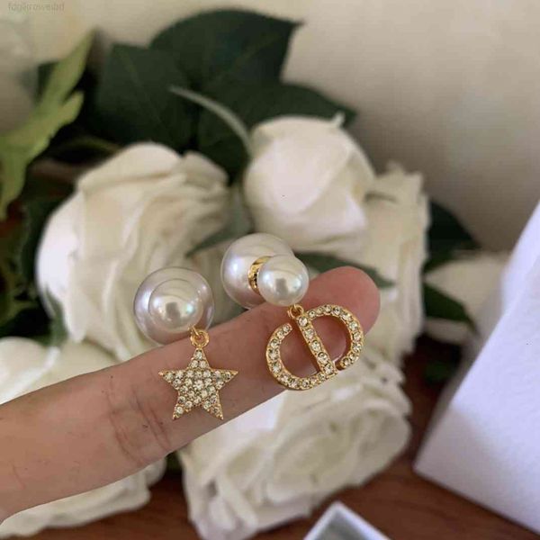 

dio/christian silver needle color zircon letter earrings for romantic women 925 summer charm fashion pendientes holiday gift, Red;brown