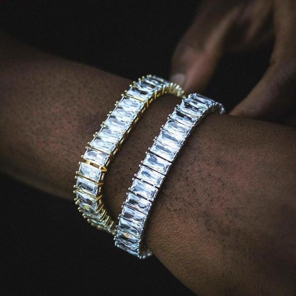 

link, chain iced out bling 5a cubic zirconia rectangle bracelet for hiphop women men fashion wedding jewelry gift wholesale, Black