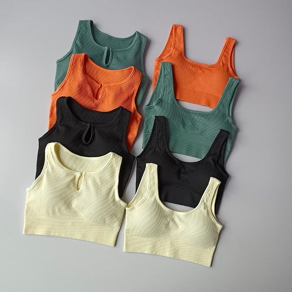 

yoga outfit 2021 women's sports bra seamless bras cropped fitness running sport ribbed vest gym push up