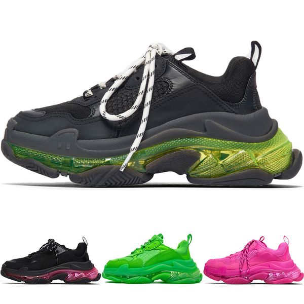 

triple s clear sole trainers women high walking cushion shoes speed paris clunky sneaker black white men's running shoes no box