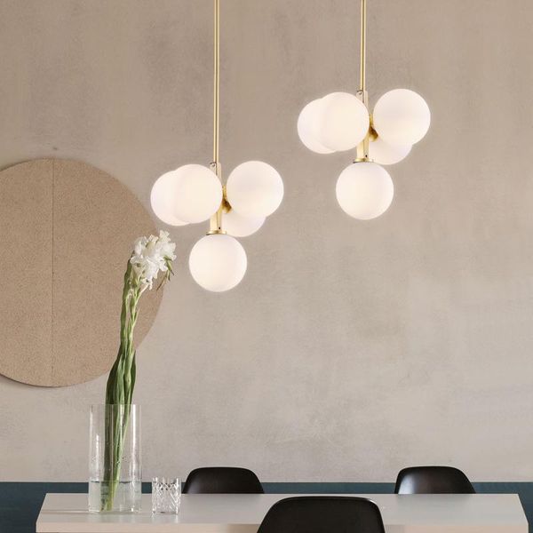 

pendant lamps simple modern creative chandelier personality bedroom living room dining copper molecular glass bubble lamp