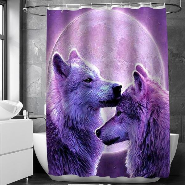 

shower curtains 3d animal wolf series waterproof fabric bathroom curtain set non-slip carpet christmas decoration home